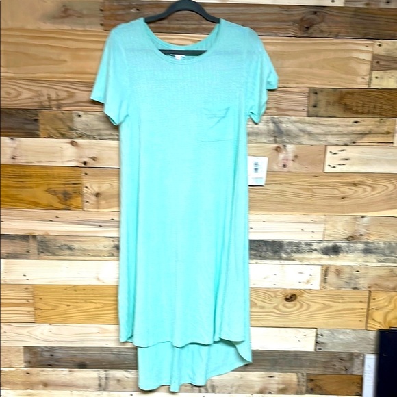 LulaRoe size Small Mint Green Short Sleeve Carly High-low Ribbed Dress - Picture 1 of 7